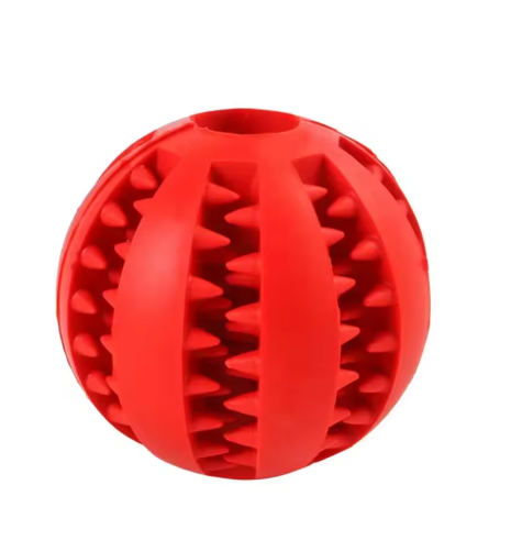 Durable Dog Chew Ball for Teeth Cleaning, Bite-Resistant Rubber Dental Treat Dispenser Toy, Interactive Fetch Ball for Small and Large Dogs