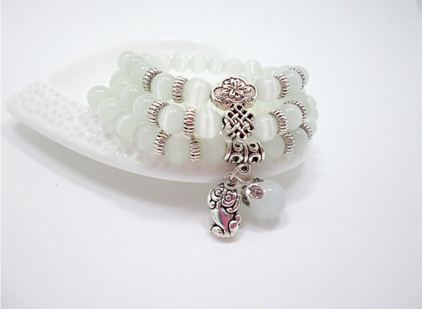 Cat's Eye Stone Pixiu Beaded Bracelet