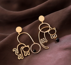 Trendy Cat Pendant Earrings for Women in Silver