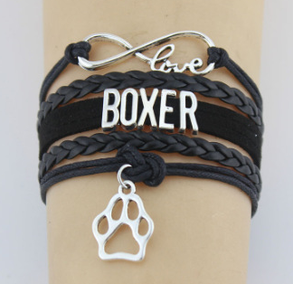 Personalized Woven Leather Bracelet with Paw Charm