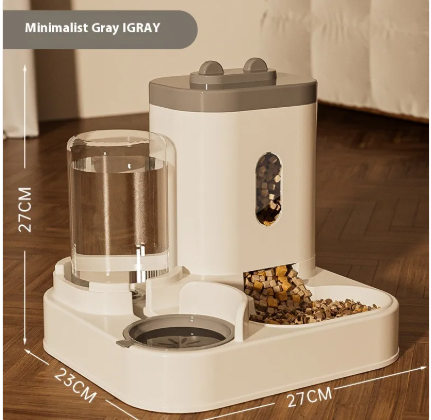 2-in-1 Automatic Pet Feeder & Water Dispenser Station, Gravity Food and Water Bowl Set for Cats and Small Dogs