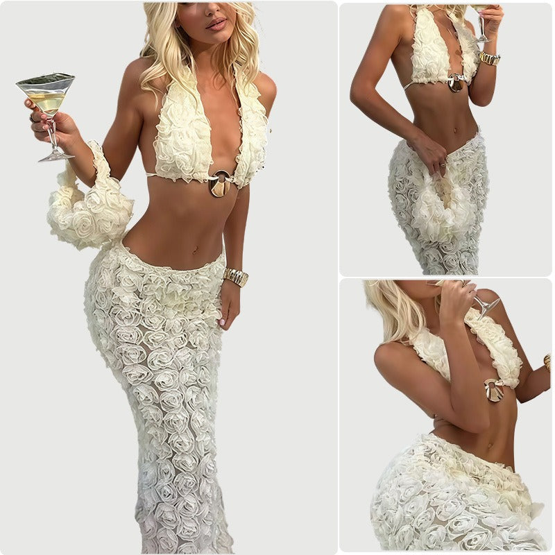 Rosette Halter Two-Piece Beach Set