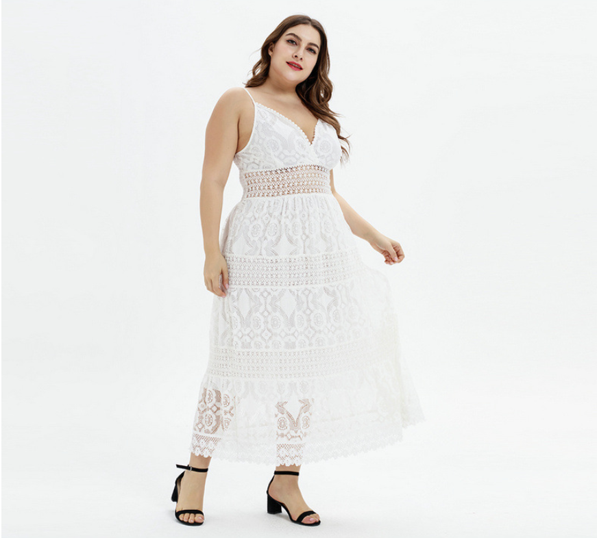Solid Color Lace Panel Spaghetti Strap Dress