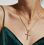 Layered Cross Pendant Necklace Set