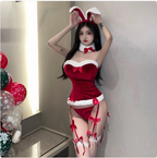 Sexy Christmas Bunny Costume Lingerie Set with Stockings