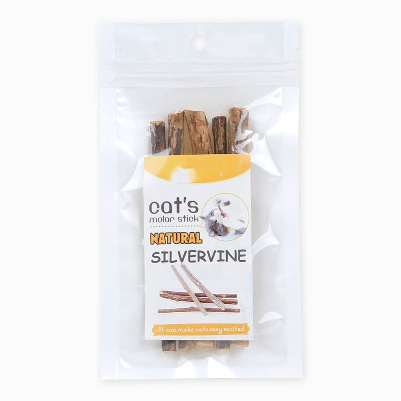 Natural Silvervine Cat Chew Sticks, Matatabi Molar Dental Teeth Cleaning Treat for Cats & Kittens, Pack of 5