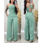 Women’s Tube Top Vest and Wide Leg Pants Set