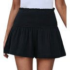 Boho High Waist Ruched Skorts - Women's Summer Shorts