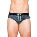 Men's Leaf-Print Low-Waist Swim Briefs