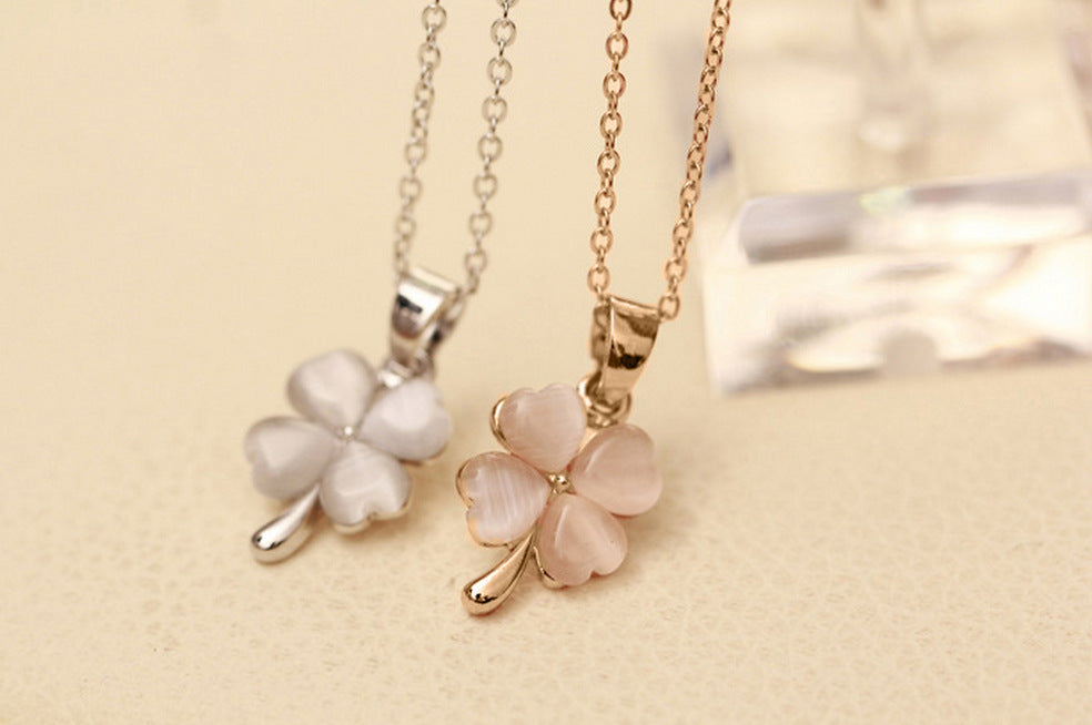 Opal Four Leaf Clover Necklace