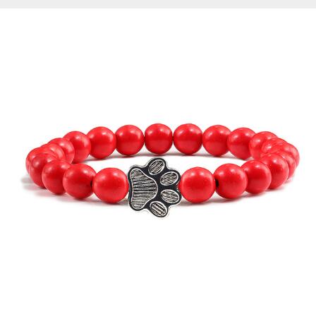 Beaded Bracelet with Dog Paw Charm
