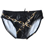 Men's Gold Chain Print Swim Briefs
