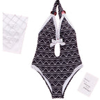 Chevron Print Cutout One-Piece Swimsuit