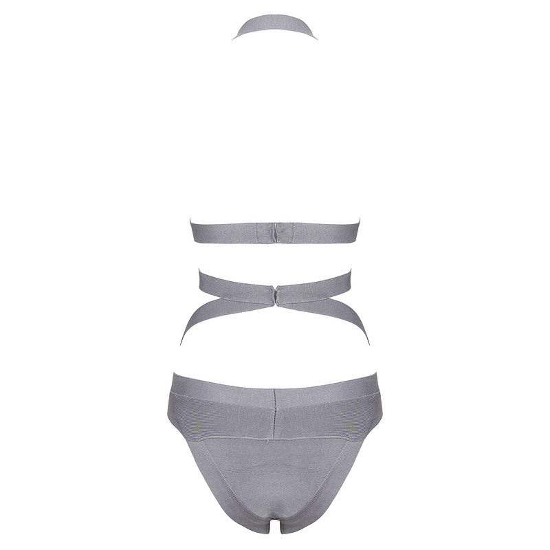 Gray Bandage Cutout One-Piece Swimsuit