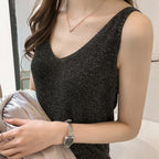 Slim Knit V-Neck Sleeveless Tank Top for Women