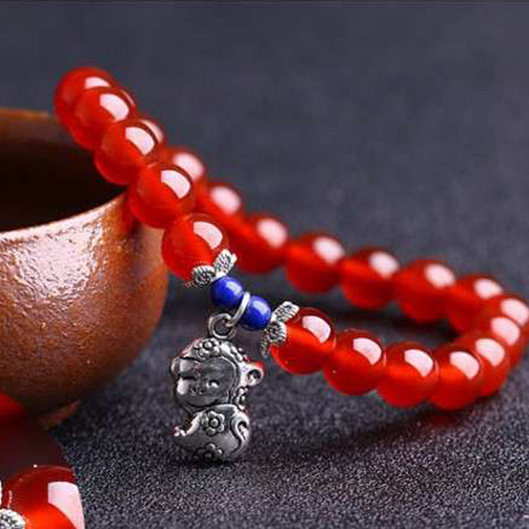 Red Agate Zodiac Charm Bracelet