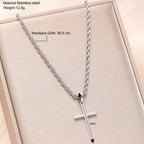 Gold Rope Chain Cross Pendant Necklace