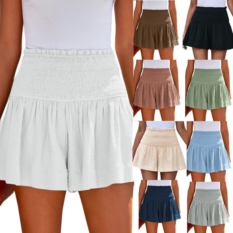 Boho High Waist Ruched Skorts - Women's Summer Shorts