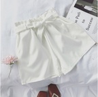 Solid Color Bow Tie High-Waisted Shorts for Women
