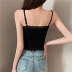 Summer Backless Lace Sling Pleated Tank Top for Women