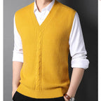Men's Cable-Knit V-Neck Sweater Vest
