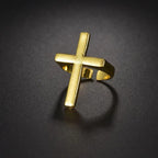 Men's Black Cross Punk Ring