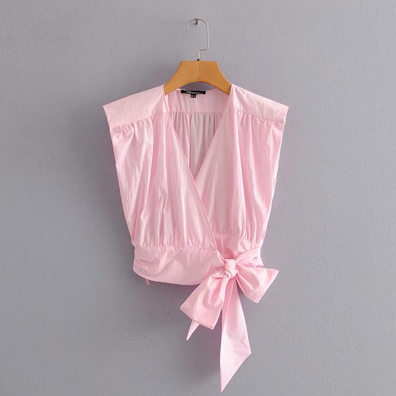 JJ-7188 Stylish Crop Top with Bow Tie Detail