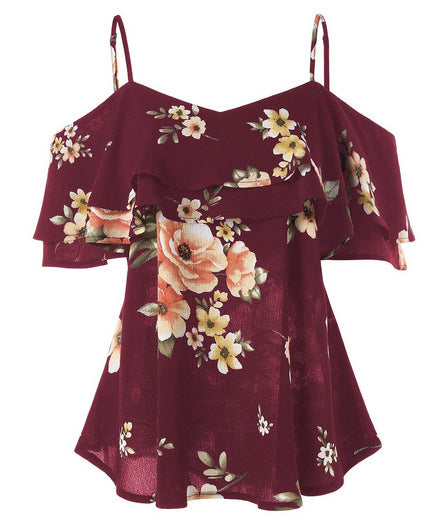 Summer Floral Ruffle Camisole Top for Women