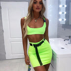 Fluorescent Color Crop Top and Backpack Strap Set