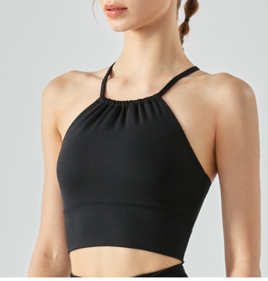 Solid Color Women's Yoga Tank Top with Cross Back