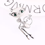 Cat Rhinestone Opal Brooch