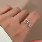 Cat Ear and Paw Open Ring