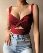 2021 Women's Knotted V-Neck Backless Tank Top