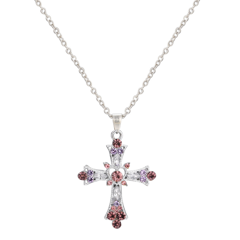 Colorful Crystal Cross Necklace