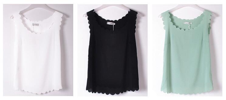 Scalloped Sleeveless Chiffon Camisole Top