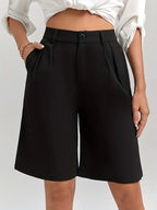 Knee-Length Women's Casual High Waist Suit Shorts (1pc)