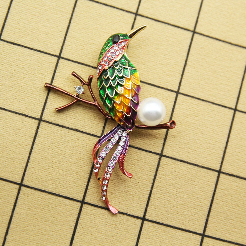 Flower and Bird Alloy Brooch