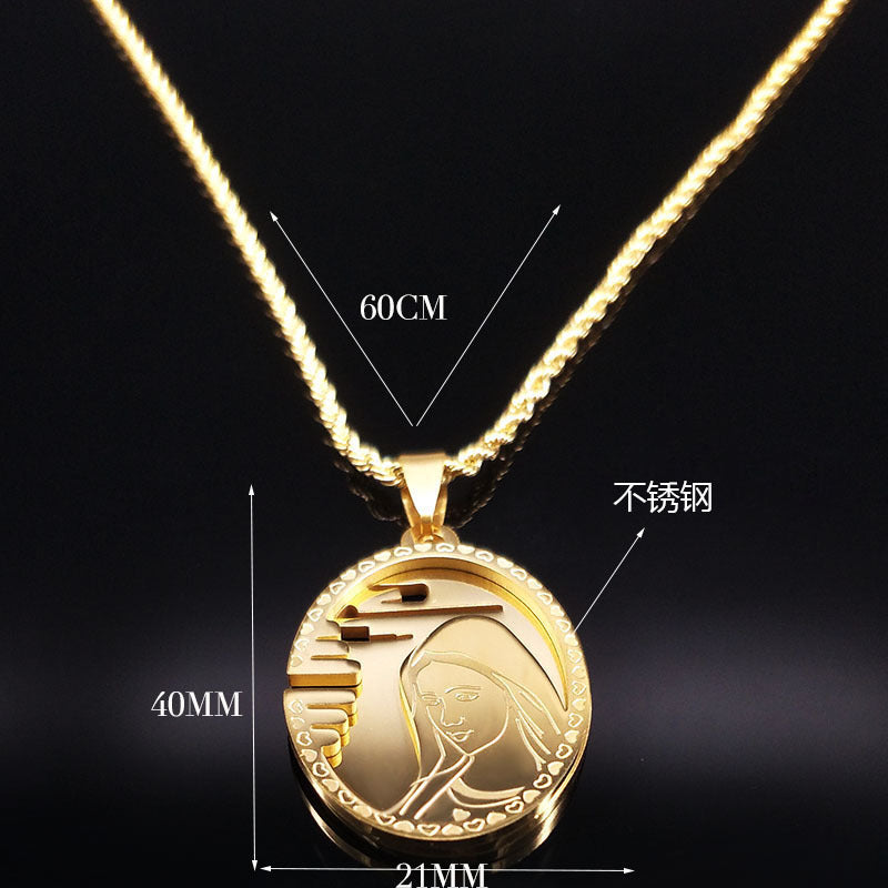 Mary Mother of God Stainless Steel Pendant Necklace