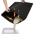 Honeycomb Cat Litter Trapping Mat, Double-Layer Waterproof Litter Box Mat with Handles, Washable Scatter Control Pad for Floor Protection