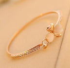 Clover Cat's Eye Stone Bangle Bracelet