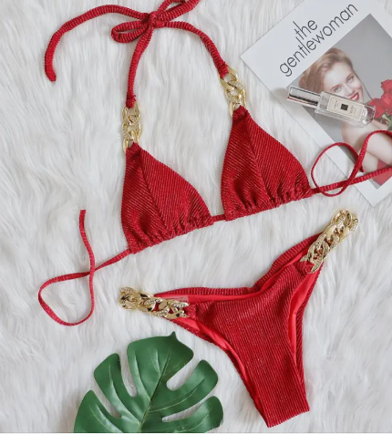 Gold Chain Triangle Bikini Set