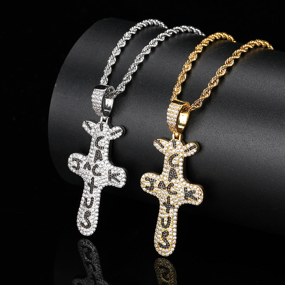 Hip Hop Jewelry with Zircon Pendant Cross Necklace