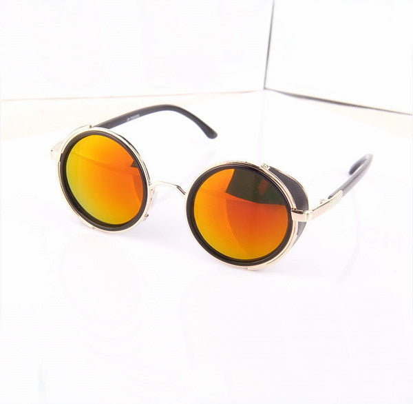 Round Steampunk Mirrored Sunglasses