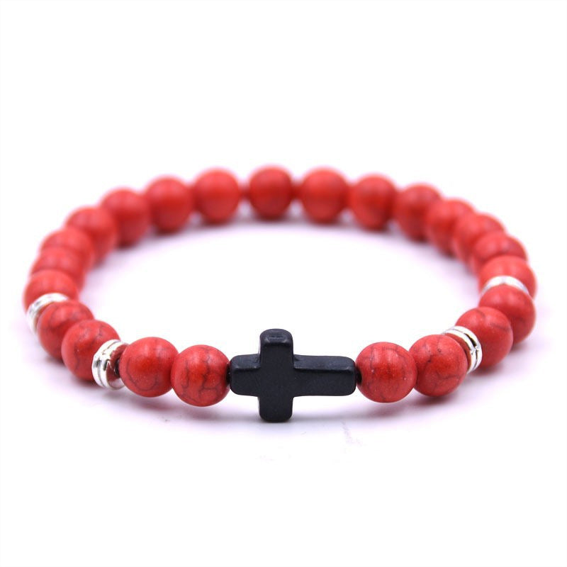 Stone White Turquoise Cross Bracelet (Multi-color)