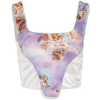 Vintage Oil Painting Crop Top, Sleeveless Vest