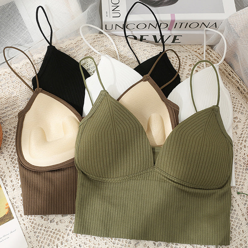 V-Shaped Fit Thin Strap Stripe Tank Top for Women
