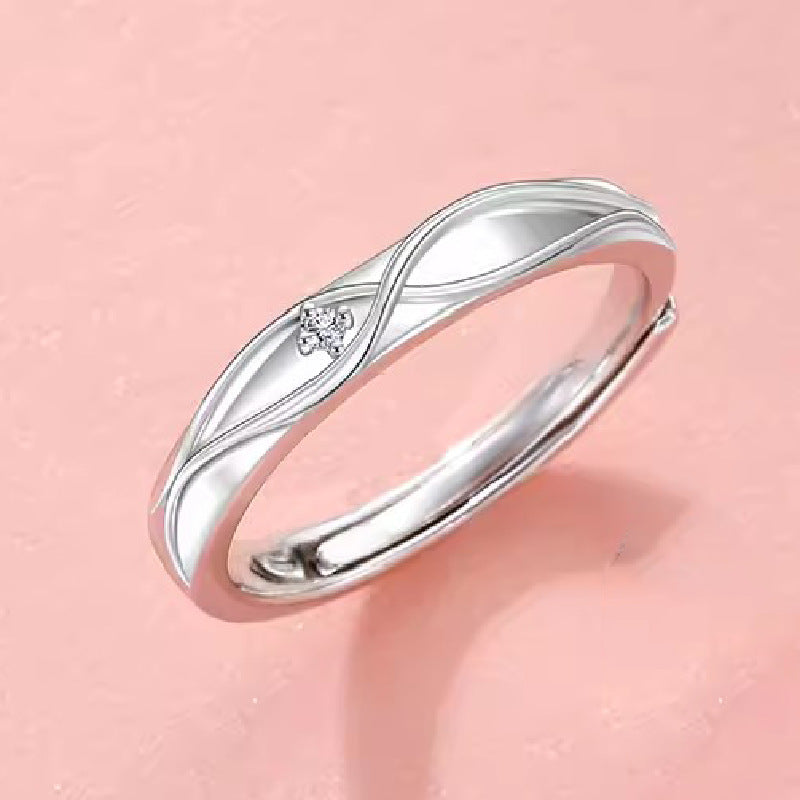 Couple's Silver Infinity Band Ring Set