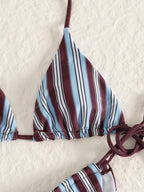 Striped Triangle String Bikini Set