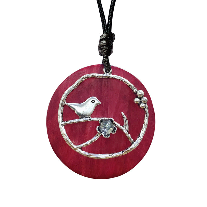 Vintage Long Sweater Necklace with Bird Pendant