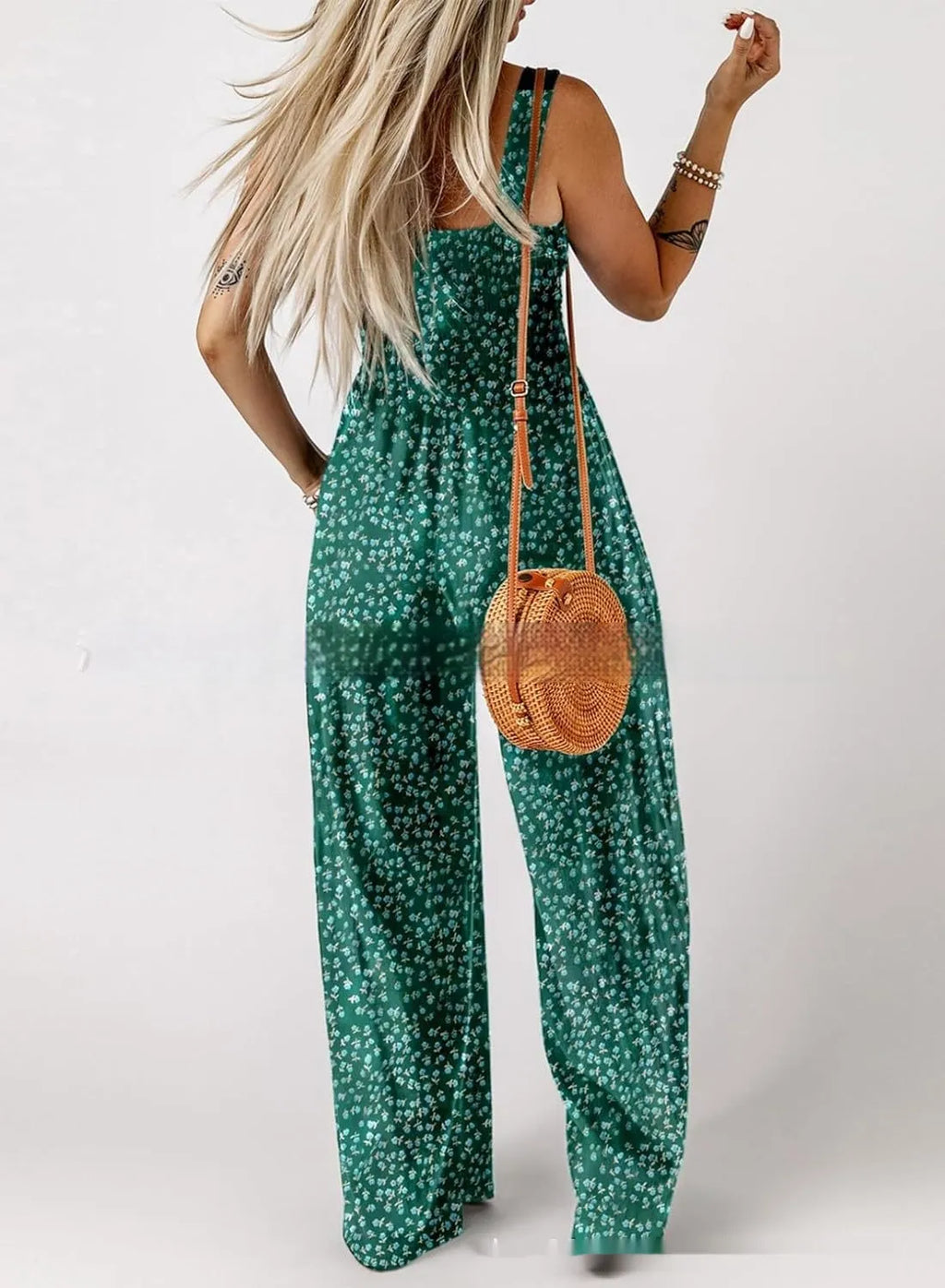 Bohemian Floral-Print Wide-Leg Jumpsuit